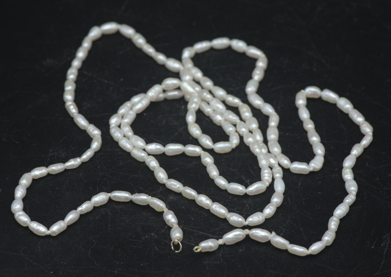 Vintage Freshwater Rice Pearls Single Strand Necklace - 33" MISSING CLASP