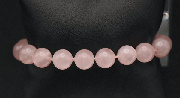 Vintage Rose Quartz Beaded Breast Cancer Awareness Sterling Silver Bracelet