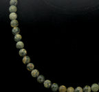 Vintage Rainforest Rhyolite Beaded Necklace with Sterling Heart Clasp - 17"