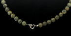 Vintage Rainforest Rhyolite Beaded Necklace with Sterling Heart Clasp - 17"