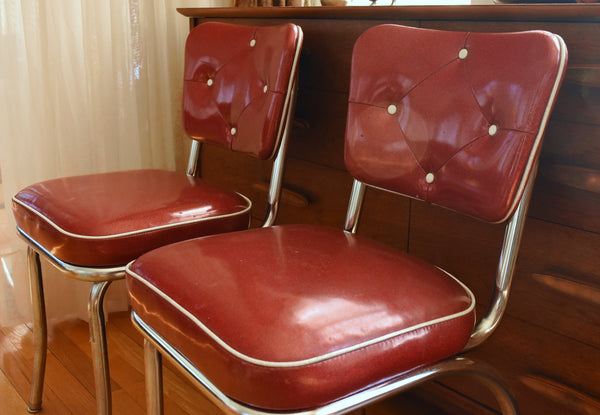Richardson Seating Corp. - Vintage Sparkle Vinyl and Chrome Dinette Chair Pair