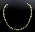 Vintage Rainforest Rhyolite Beaded Necklace with Sterling Heart Clasp - 17"