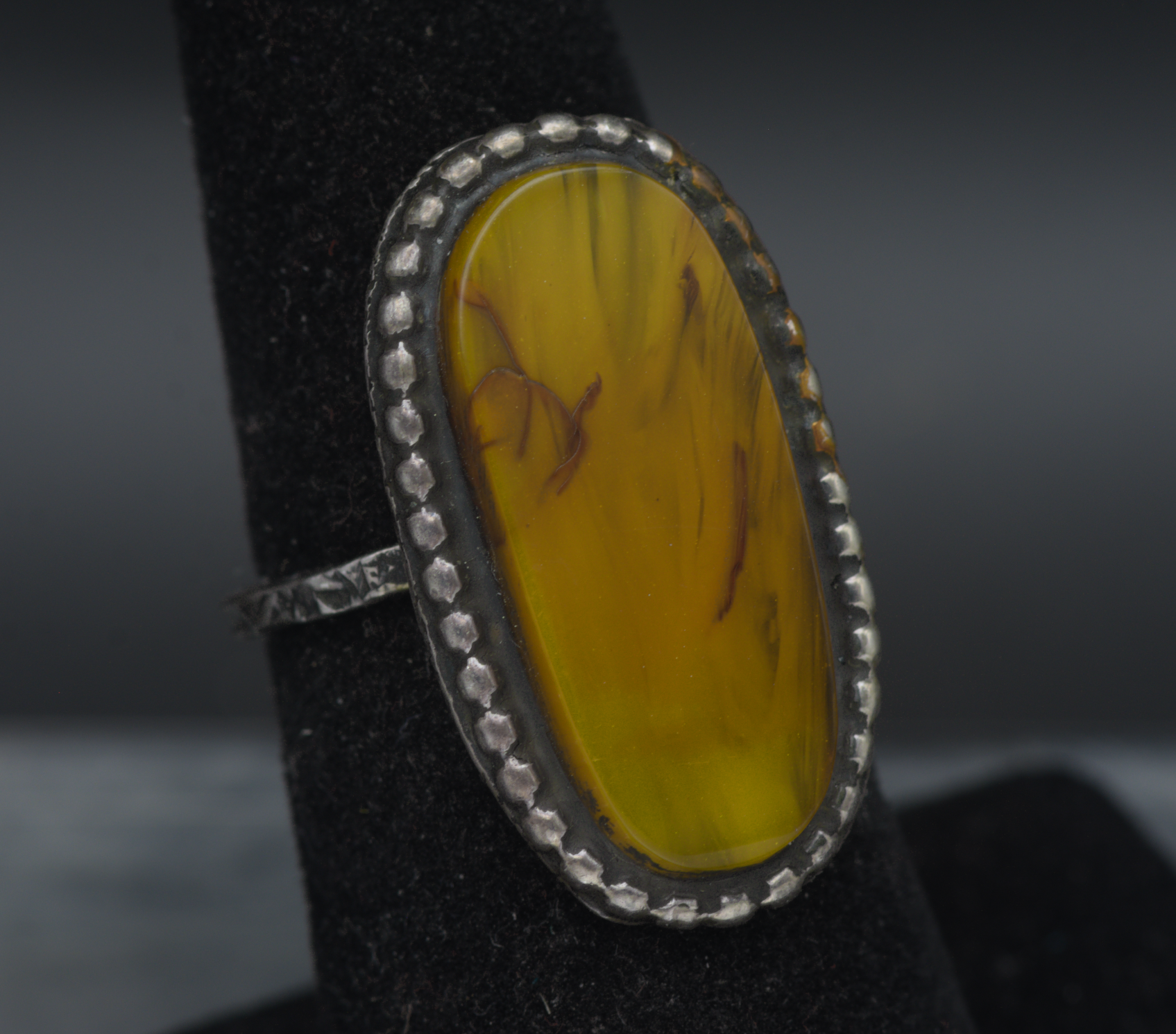 Vintage Handcrafted Oxidized Silver Ring - Size 6