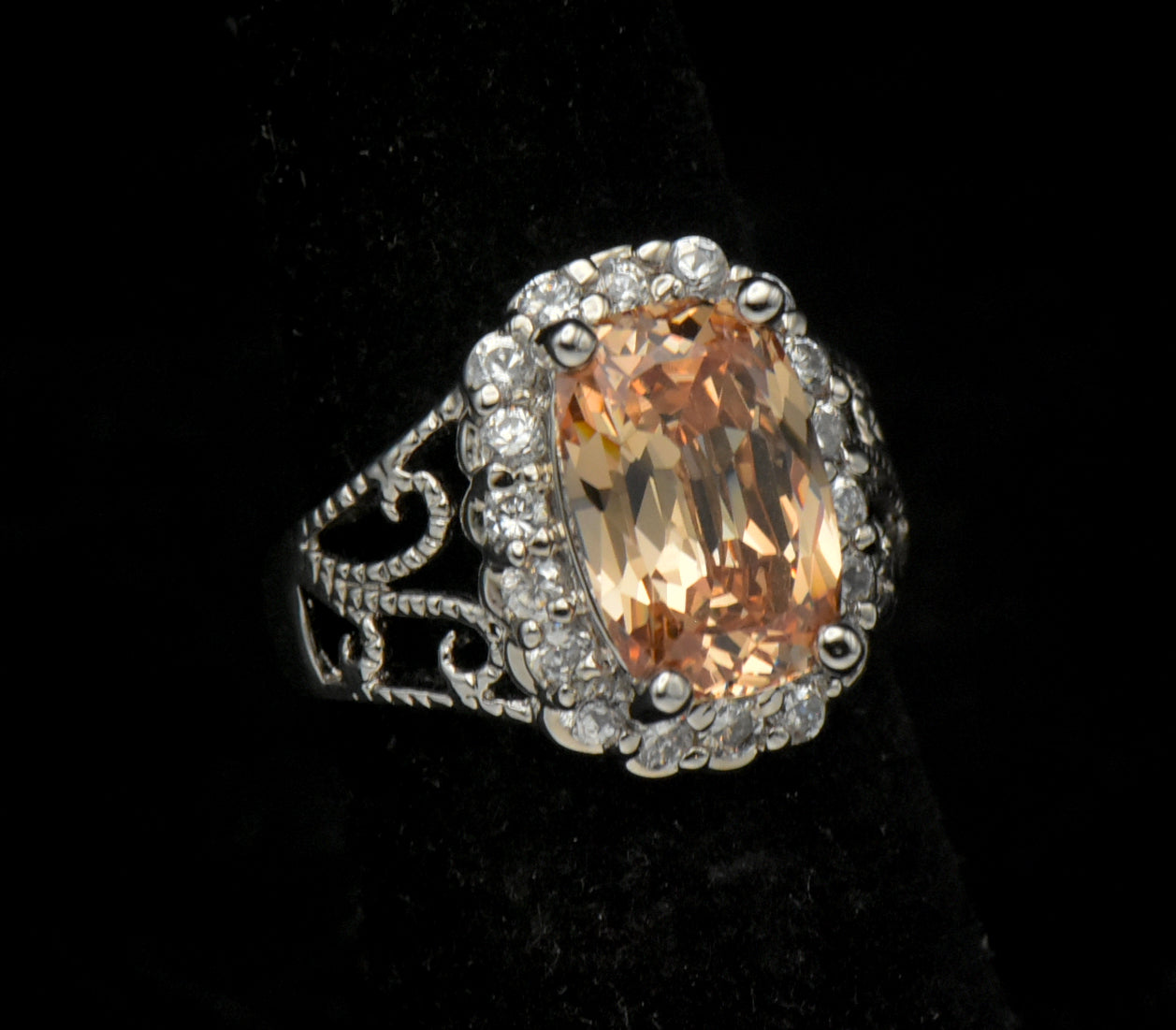 Ross-Simons - Vintage Golden CZ Sterling Silver Halo Ring - Size 4.75