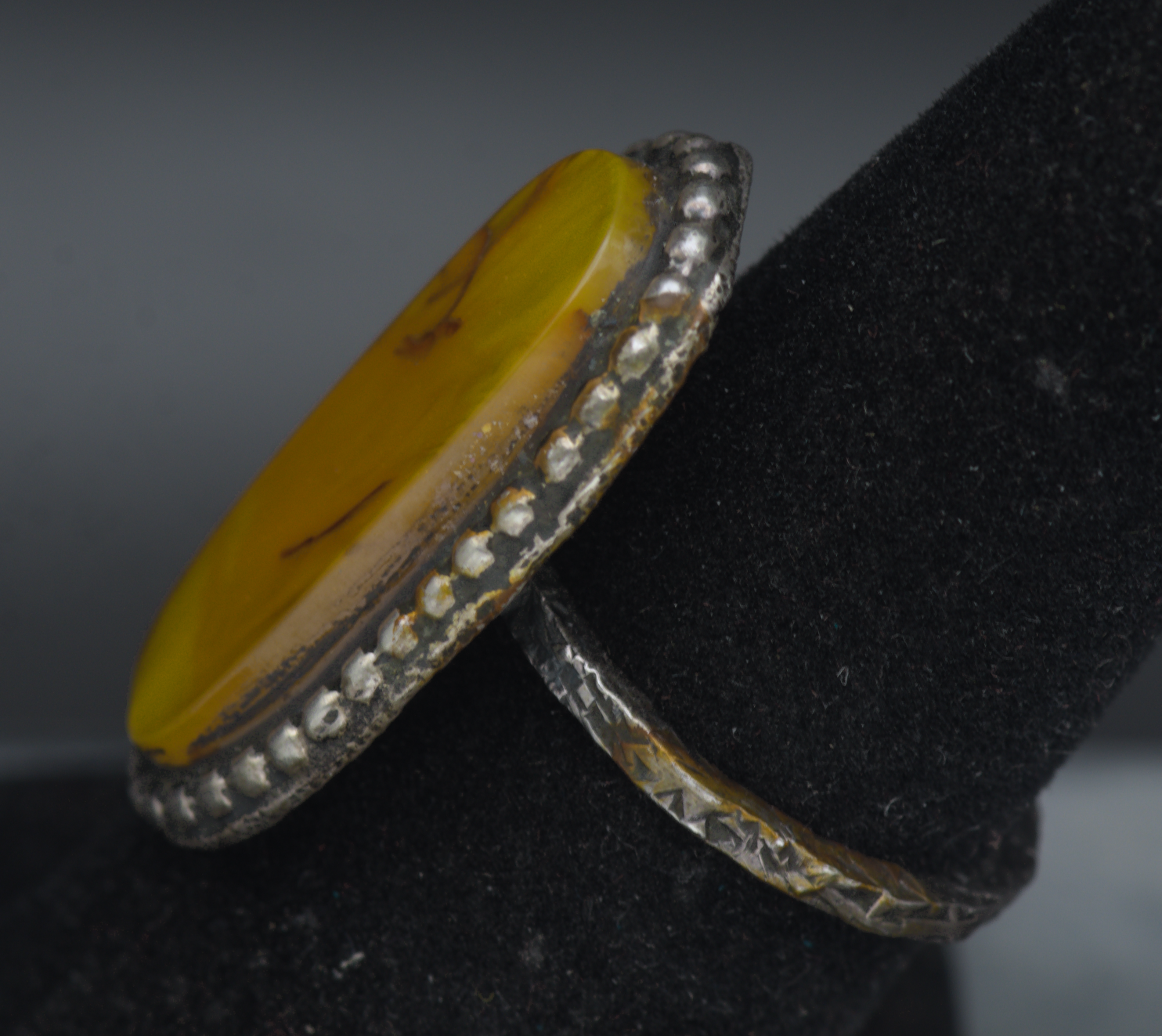 Vintage Handcrafted Oxidized Silver Ring - Size 6