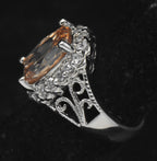 Ross-Simons - Vintage Golden CZ Sterling Silver Halo Ring - Size 4.75