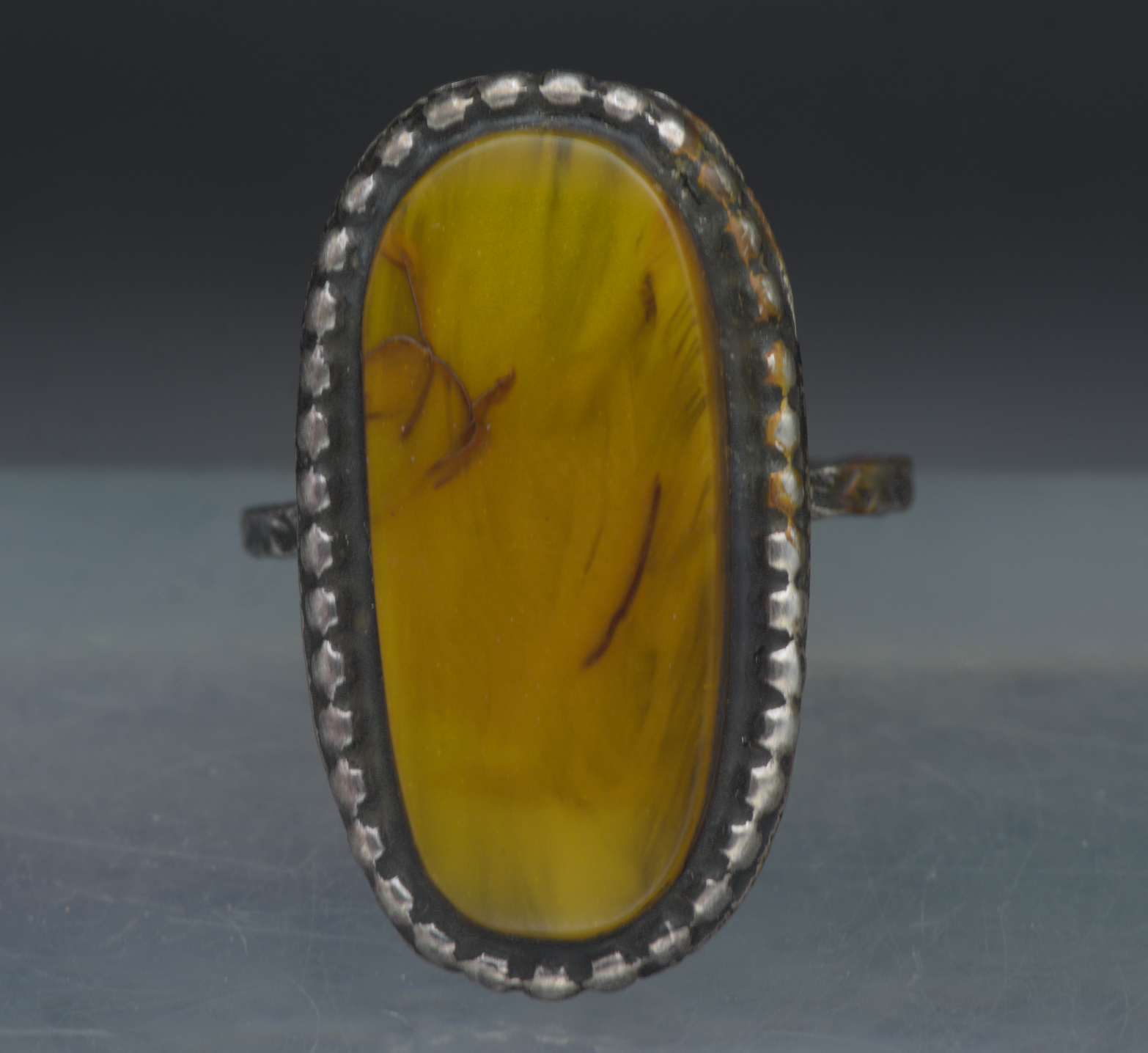 Vintage Handcrafted Oxidized Silver Ring - Size 6