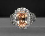 Ross-Simons - Vintage Golden CZ Sterling Silver Halo Ring - Size 4.75