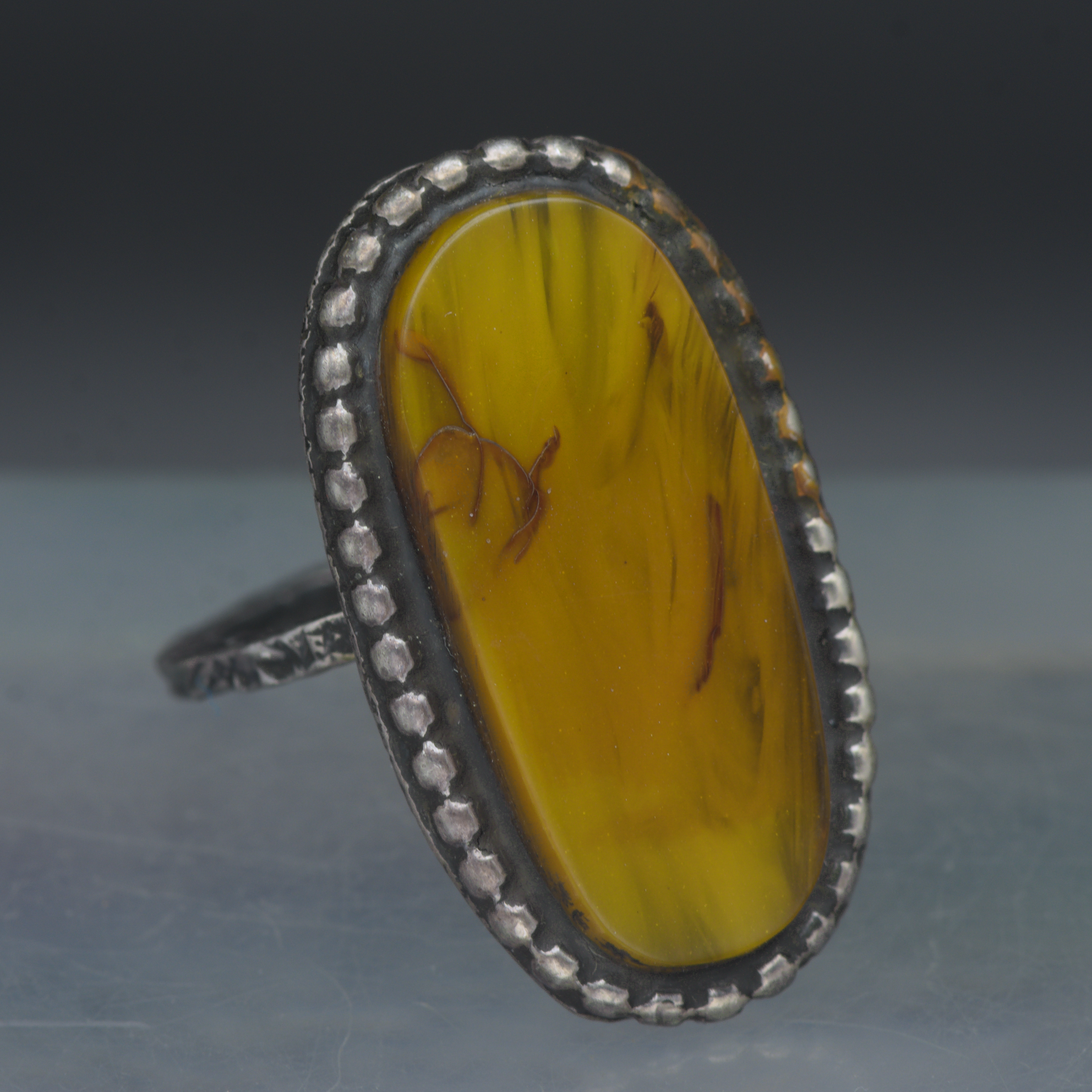 Vintage Handcrafted Oxidized Silver Ring - Size 6