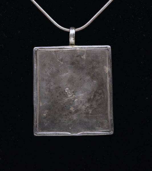 Vintage 1937 Brazilian Sesquicentennial Stamp Sterling Silver Pendant Necklace - 18"