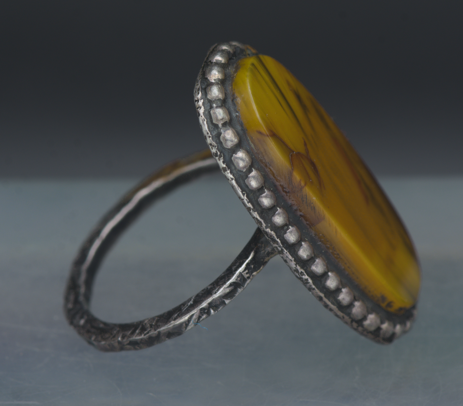 Vintage Handcrafted Oxidized Silver Ring - Size 6