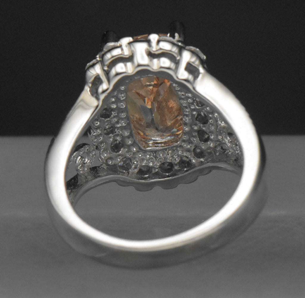 Ross-Simons - Vintage Golden CZ Sterling Silver Halo Ring - Size 4.75