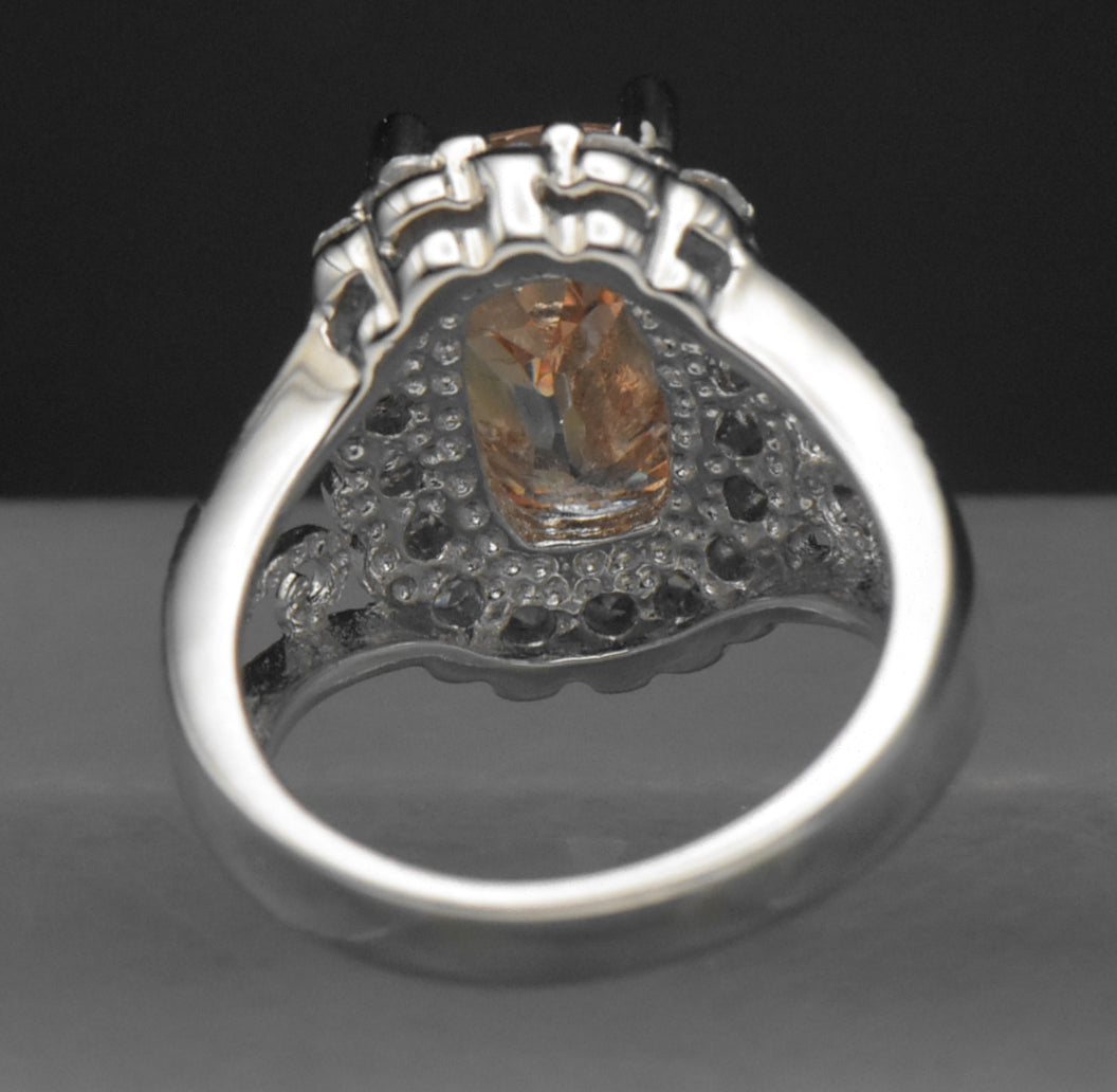 Ross-Simons - Vintage Golden CZ Sterling Silver Halo Ring - Size 4.75