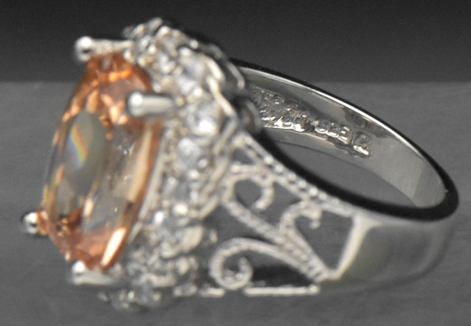 Ross-Simons - Vintage Golden CZ Sterling Silver Halo Ring - Size 4.75