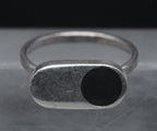 Vintage Handmade Sterling Silver Black Enamel Ring - Size 6.75
