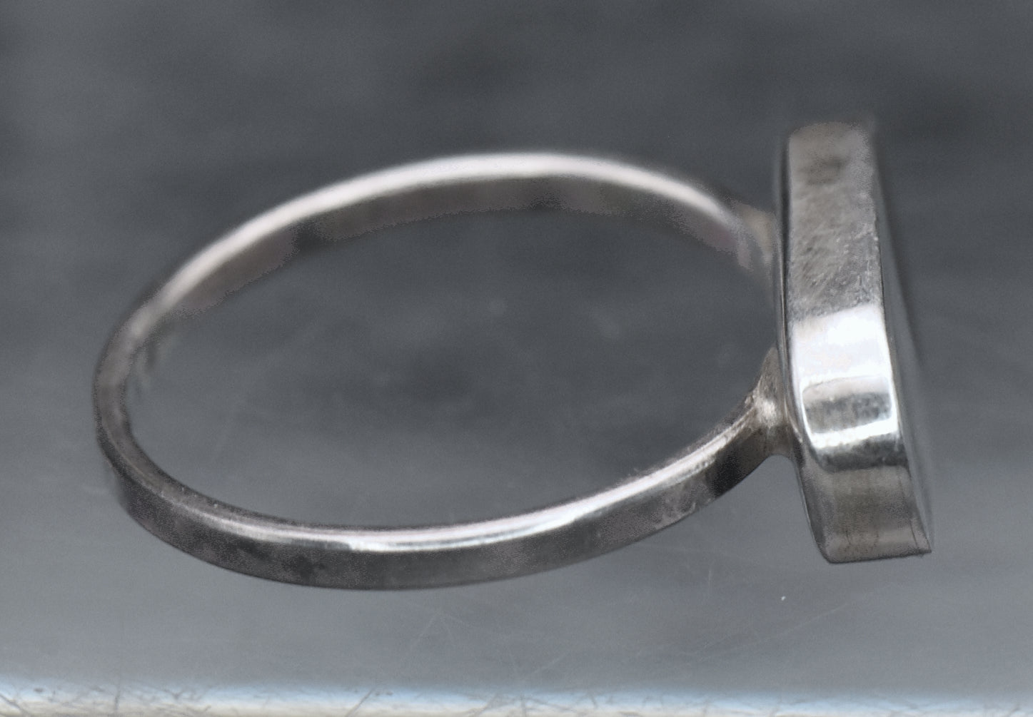 Vintage Handmade Sterling Silver Black Enamel Ring - Size 6.75