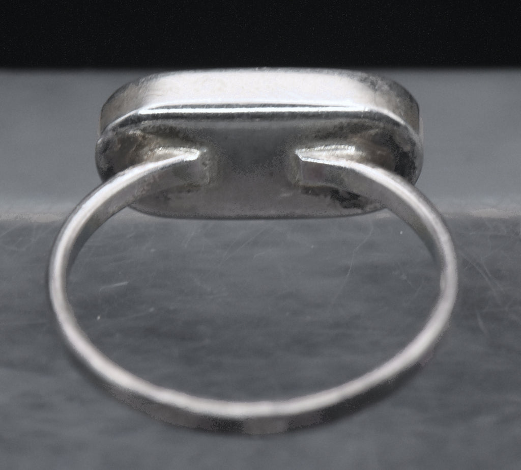 Vintage Handmade Sterling Silver Black Enamel Ring - Size 6.75