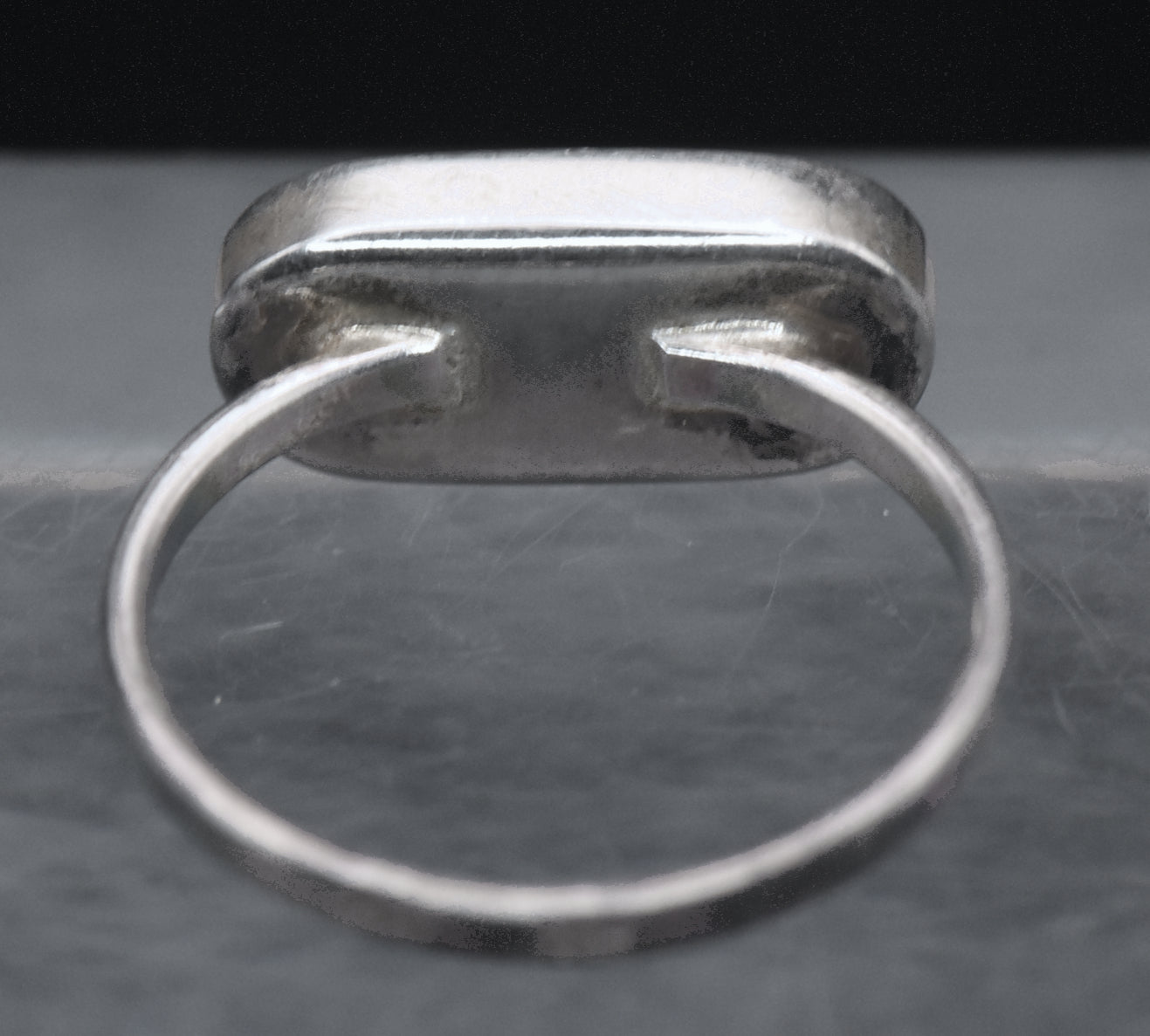 Vintage Handmade Sterling Silver Black Enamel Ring - Size 6.75