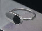 Vintage Handmade Sterling Silver Black Enamel Ring - Size 6.75