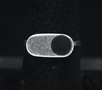 Vintage Handmade Sterling Silver Black Enamel Ring - Size 6.75