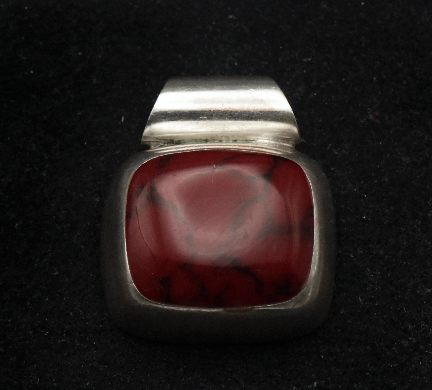 Vintage Handmade Sterling Silver Imitation Red Jasper Slide Pendant
