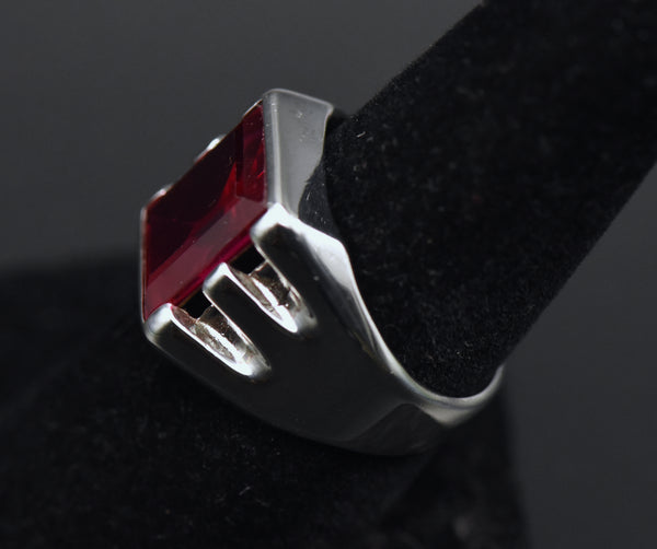 Vargas - Vintage Sterling Silver Synthetic Ruby Ring - Size 7.25
