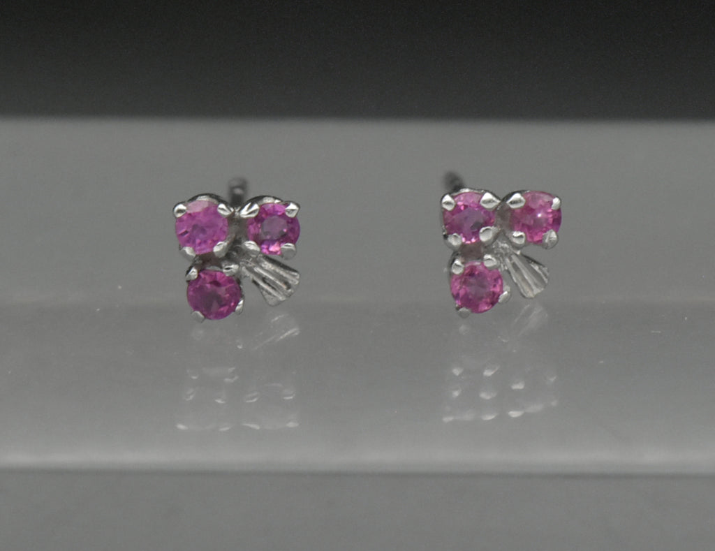 Vintage Ruby Sterling Silver Stud Earrings