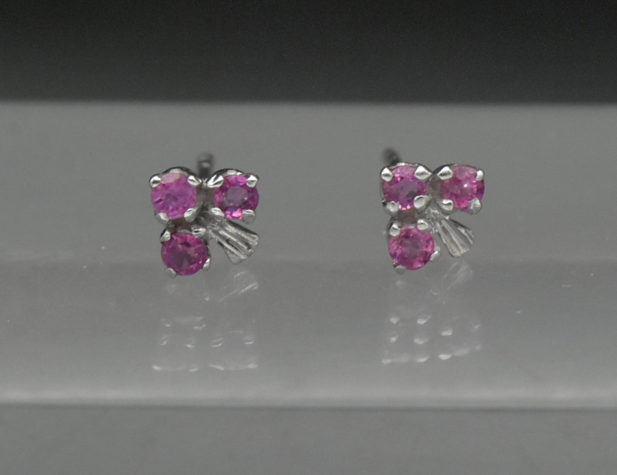 Vintage Ruby Sterling Silver Stud Earrings