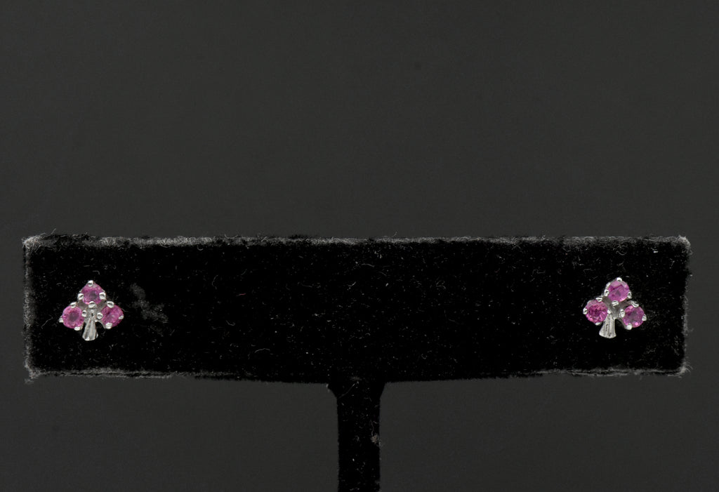 Vintage Ruby Sterling Silver Stud Earrings