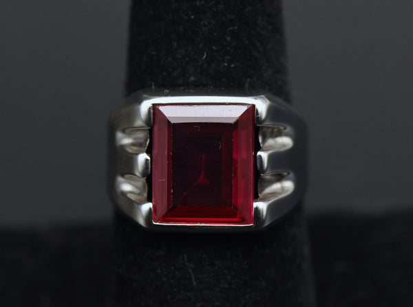 Vargas - Vintage Sterling Silver Synthetic Ruby Ring - Size 7.25