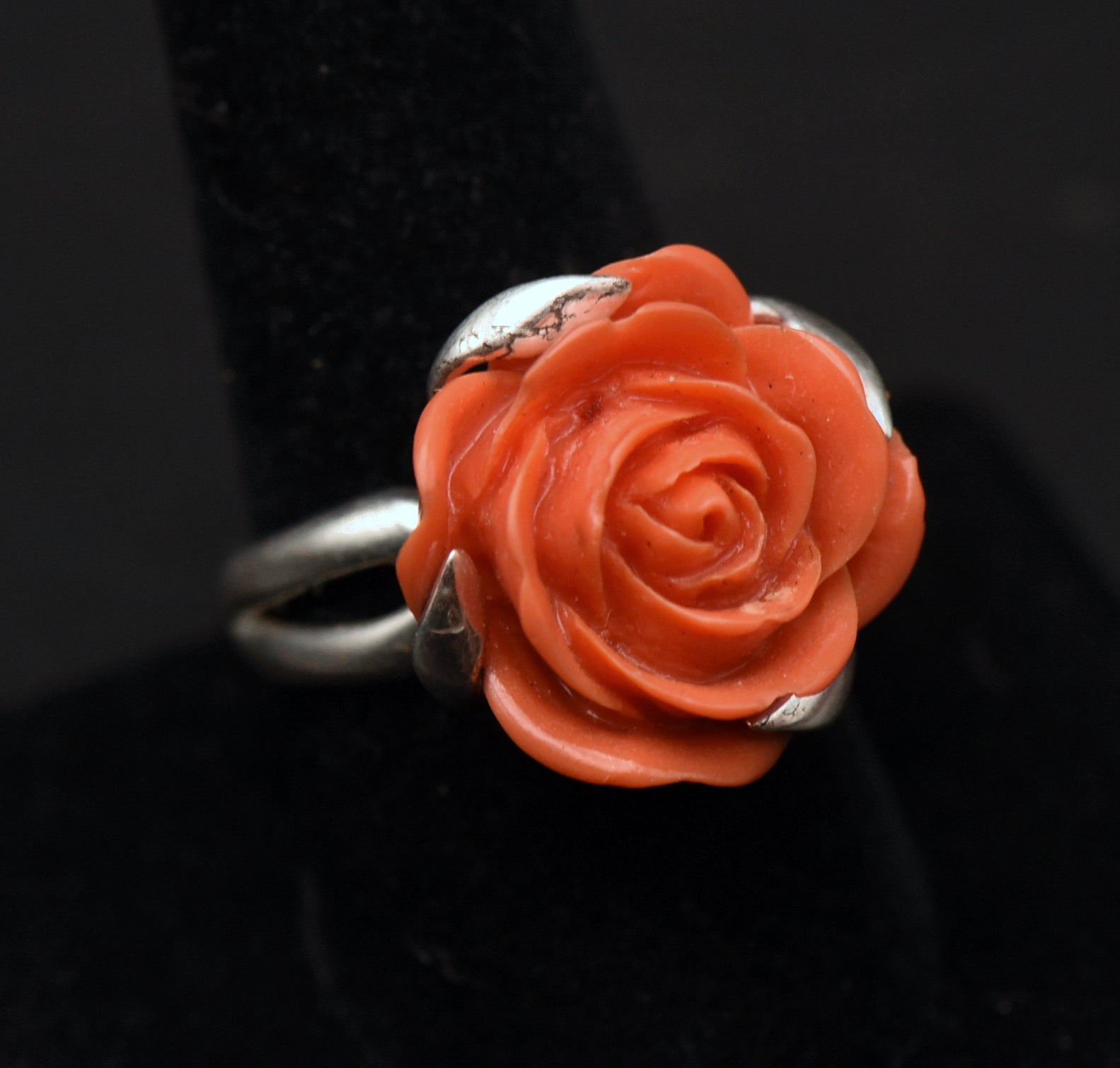 Vintage Rose Sterling Silver Ring - Size 9