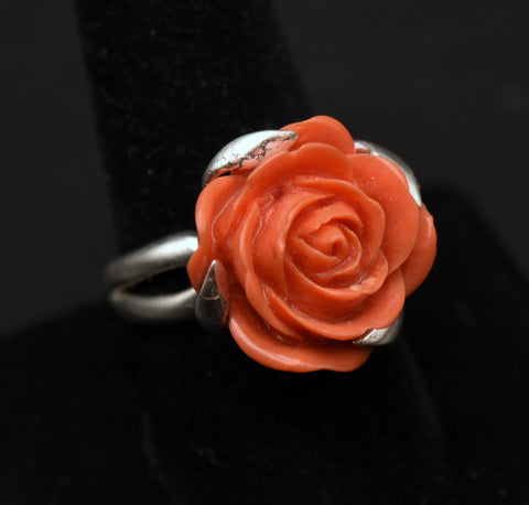 Vintage Rose Sterling Silver Ring - Size 9