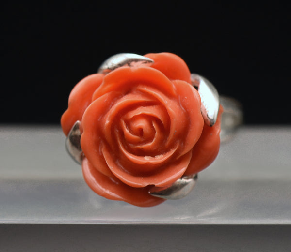 Vintage Rose Sterling Silver Ring - Size 9