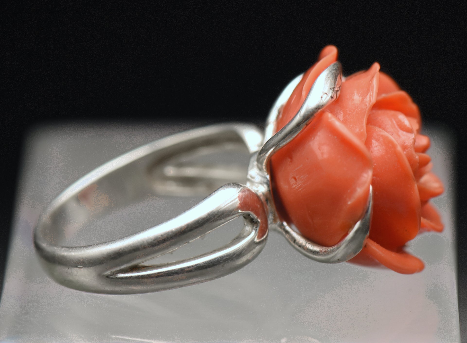 Vintage Rose Sterling Silver Ring - Size 9