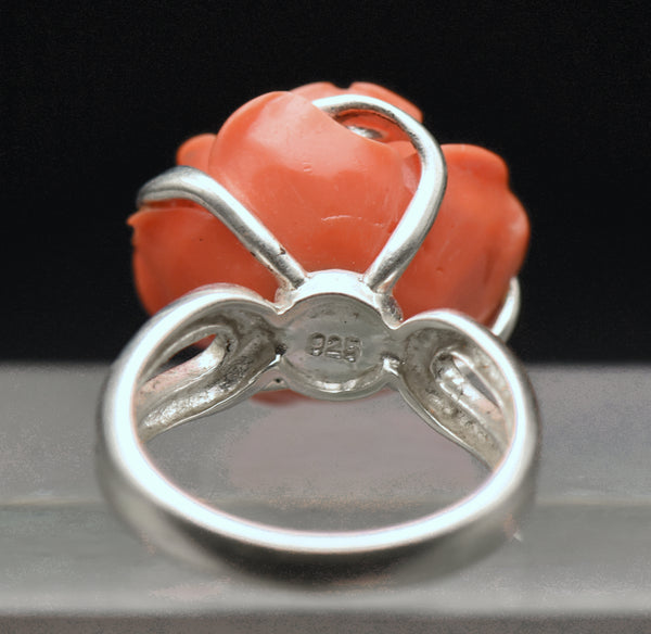 Vintage Rose Sterling Silver Ring - Size 9