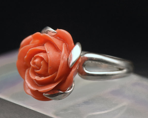 Vintage Rose Sterling Silver Ring - Size 9