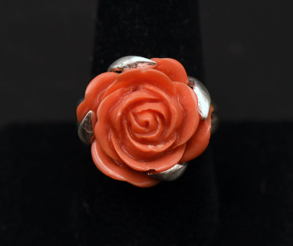 Vintage Rose Sterling Silver Ring - Size 9