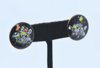 Vintage Abstract Enamel Copper Screw Back Earrings
