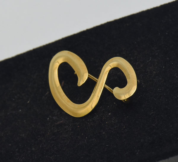 Vintage 14K Gold Italian "S" Monogram Brooch