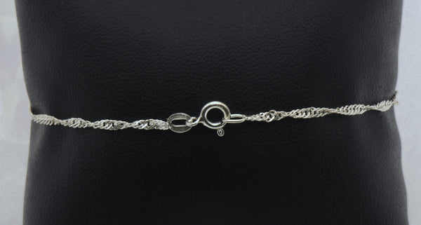 Vintage Italian Sterling Silver Singapore Link Chain Bracelet - 7.5"