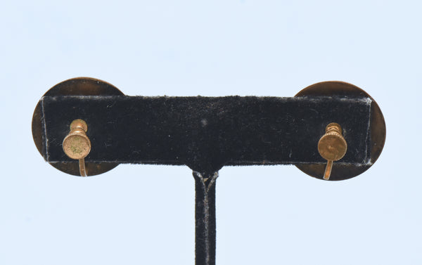Vintage Abstract Enamel Copper Screw Back Earrings