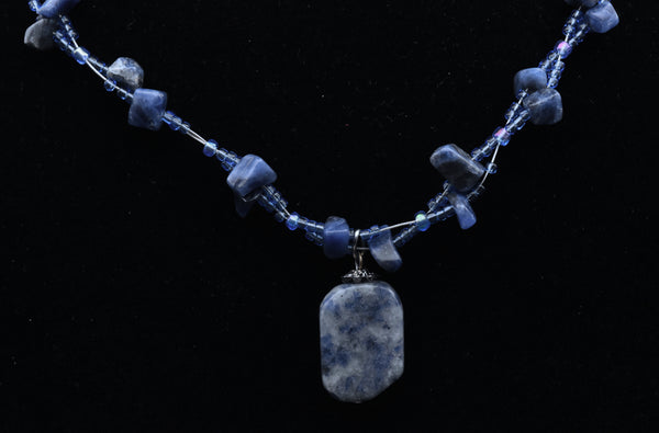 Sodalite Chip Bead Necklace - 16"