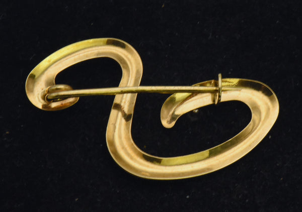 Vintage 14K Gold Italian "S" Monogram Brooch