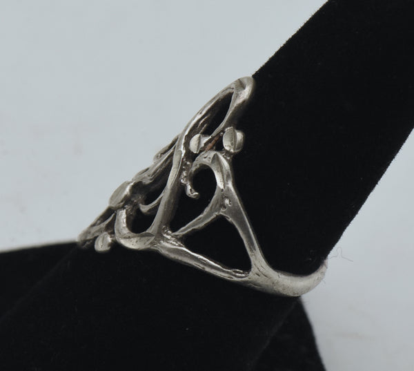 Vintage Sterling Silver Serpentine Design Ring - Size 6.75