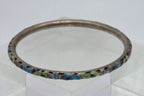 Vintage Silver Enameled Bangle Bracelet