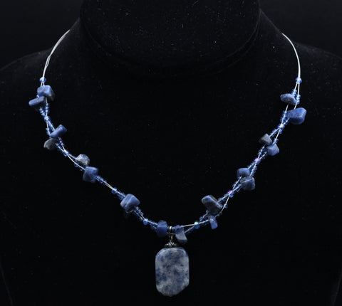 Sodalite Chip Bead Necklace - 16"