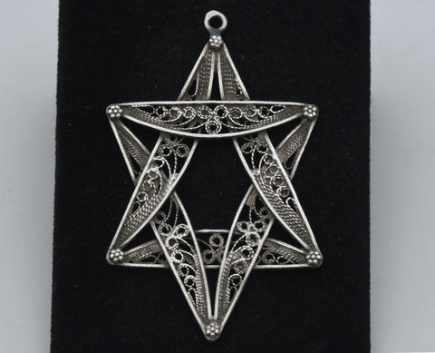 Vintage Handmade Filigree Star of David Pendant