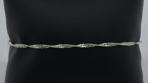 Vintage Italian Sterling Silver Singapore Link Chain Bracelet - 7.5"