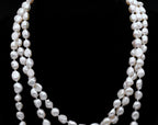 Single Strand Rope Necklace of Semi-Baroque Cultured Pearls - 63"
