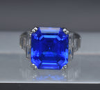 Vintage Synthetic Blue Spinel and CZ Sterling Silver Ring - Size 6.25